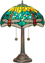 Vintage Dragonfly Tiffany Style Stained Glass End Table