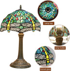 Vintage Dragonfly Tiffany Style Stained Glass End Table