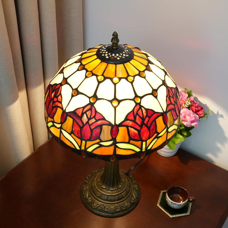 Vintage Dragonfly Tiffany Style Stained Glass End Table