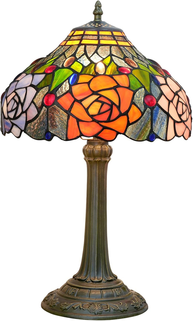 Vintage Dragonfly Tiffany Style Stained Glass End Table