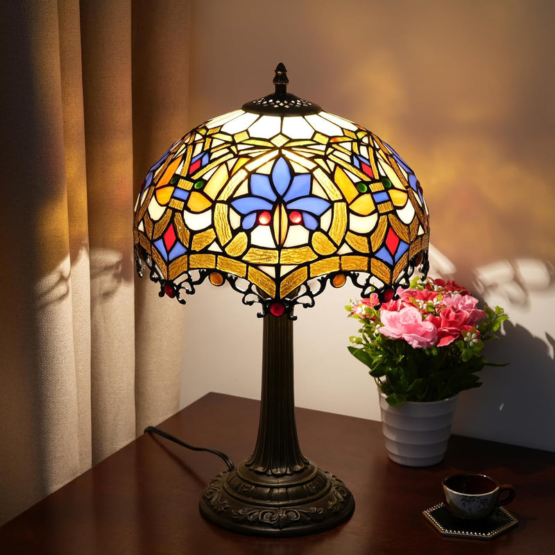 Vintage Dragonfly Tiffany Style Stained Glass End Table