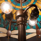 Vintage Dragonfly Tiffany Style Stained Glass End Table
