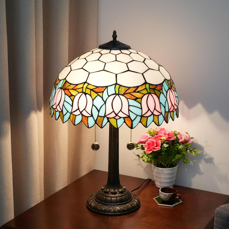 Vintage Dragonfly Tiffany Style Stained Glass End Table