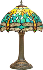 Vintage Dragonfly Tiffany Style Stained Glass End Table