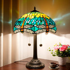 Vintage Dragonfly Tiffany Style Stained Glass End Table