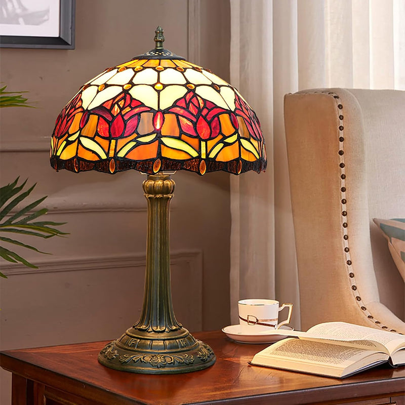 Vintage Dragonfly Tiffany Style Stained Glass End Table