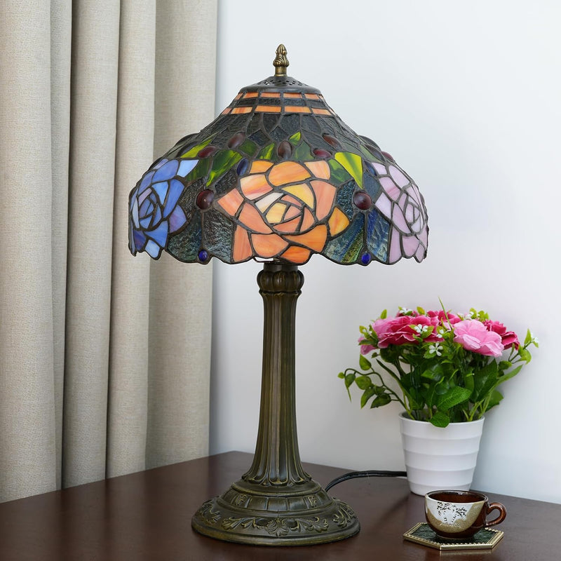 Vintage Dragonfly Tiffany Style Stained Glass End Table