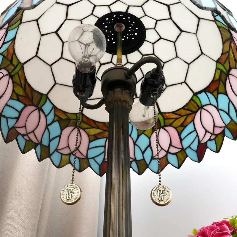 Vintage Dragonfly Tiffany Style Stained Glass End Table