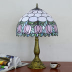 Vintage Dragonfly Tiffany Style Stained Glass End Table