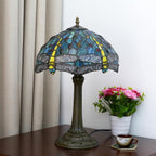 Vintage Dragonfly Tiffany Style Stained Glass End Table