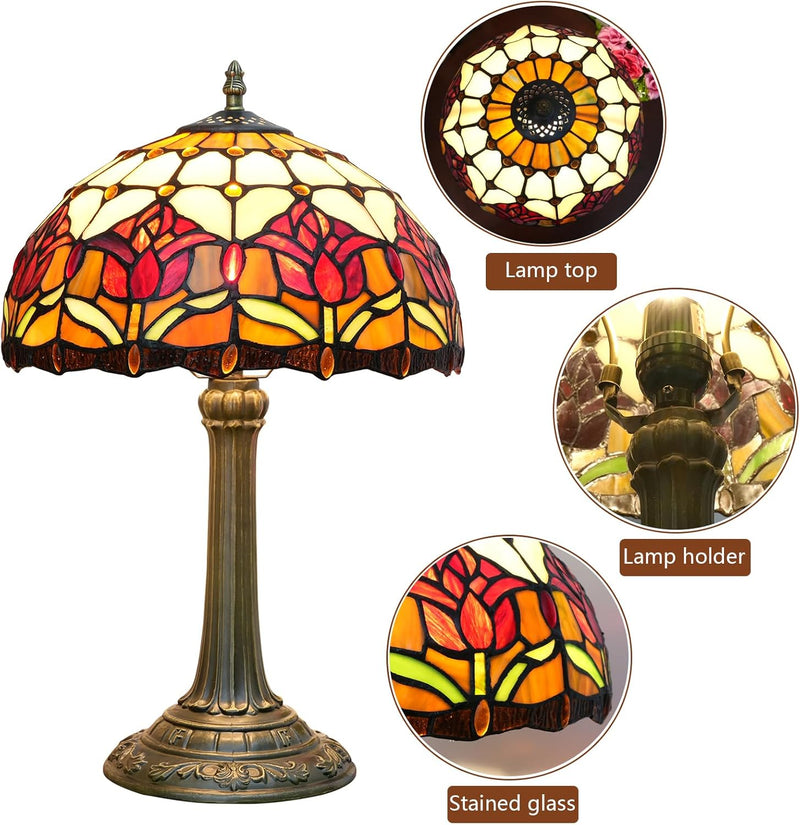 Vintage Dragonfly Tiffany Style Stained Glass End Table