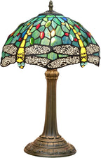 Vintage Dragonfly Tiffany Style Stained Glass End Table