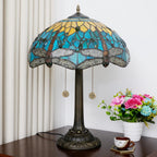 Vintage Dragonfly Tiffany Style Stained Glass End Table