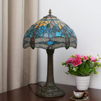 Vintage Dragonfly Tiffany Style Stained Glass End Table