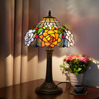 Vintage Dragonfly Tiffany Style Stained Glass End Table