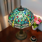 Vintage Dragonfly Tiffany Style Stained Glass End Table