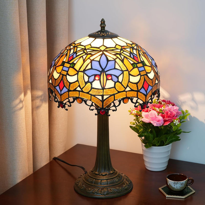 Vintage Dragonfly Tiffany Style Stained Glass End Table