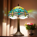 Vintage Dragonfly Tiffany Style Stained Glass End Table