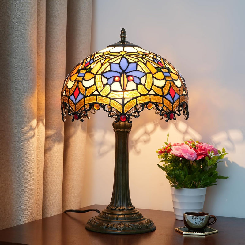 Vintage Dragonfly Tiffany Style Stained Glass End Table