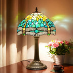 Vintage Dragonfly Tiffany Style Stained Glass End Table