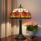Vintage Dragonfly Tiffany Style Stained Glass End Table