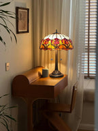 Vintage Dragonfly Tiffany Style Stained Glass End Table