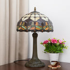 Vintage Dragonfly Tiffany Style Stained Glass End Table