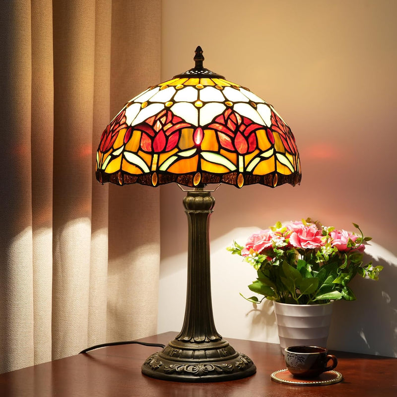 Vintage Dragonfly Tiffany Style Stained Glass End Table