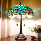 Vintage Dragonfly Tiffany Style Stained Glass End Table