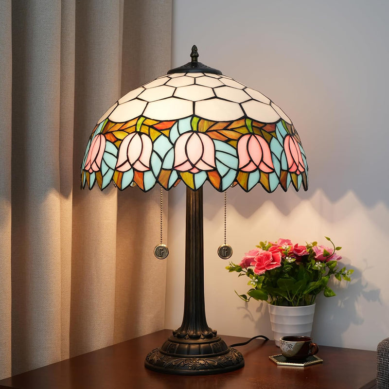 Vintage Dragonfly Tiffany Style Stained Glass End Table