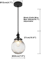 Vintage Edison Switch Pendant Light Fiting with Ribbed