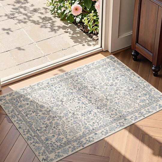 Vintage Floral Door Mat 60x90CM Entryway Rug Machine