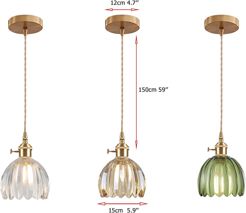 Vintage Glass Pendant Light with E27 Socket