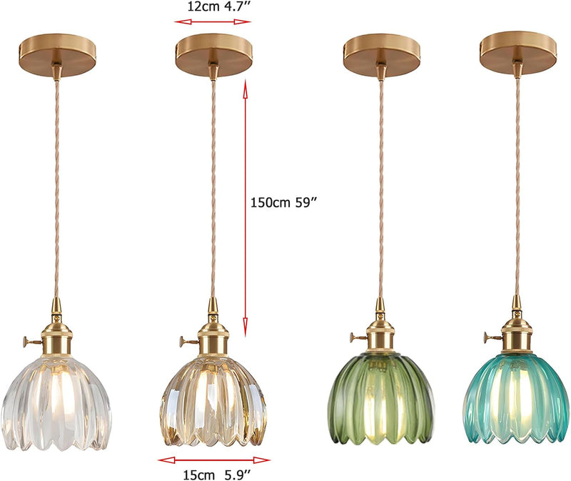 Vintage Glass Pendant Light with E27 Socket