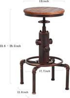 Vintage Industrial Barstool Solid Wood Water Pipe Fire (Set of 2)