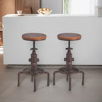 Vintage Industrial Barstool Solid Wood Water Pipe Fire (Set of 2)