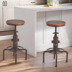 Vintage Industrial Barstool Solid Wood Water Pipe Fire (Set of 2)