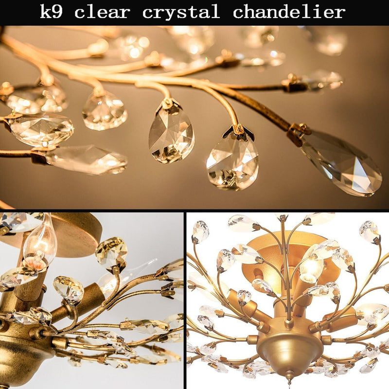 Vintage K9 Clear Crystal Chandeliers Lighting 3 Lights