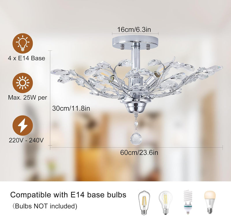 Vintage K9 Clear Crystal Chandeliers Lighting 3 Lights
