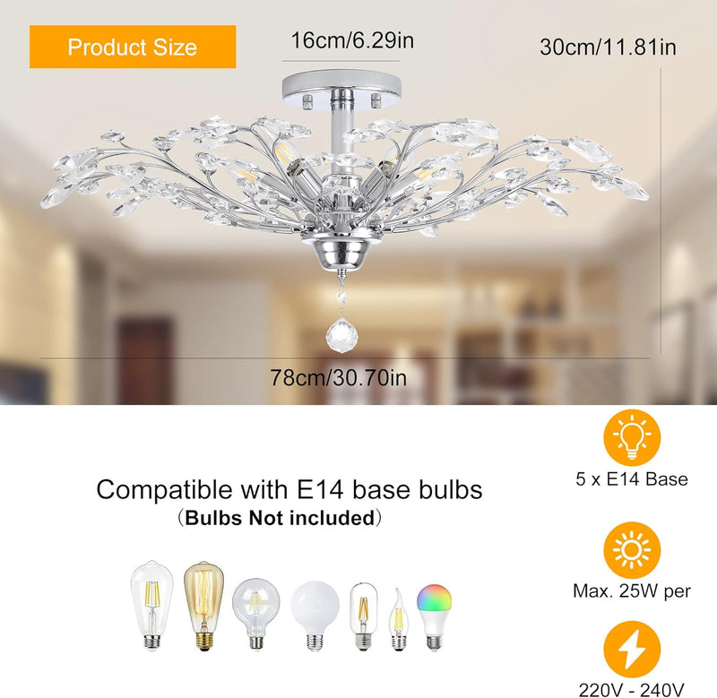 Vintage K9 Clear Crystal Chandeliers Lighting 3 Lights