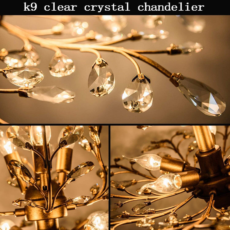 Vintage K9 Clear Crystal Chandeliers Lighting 3 Lights