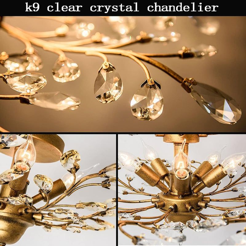 Vintage K9 Clear Crystal Chandeliers Lighting 3 Lights