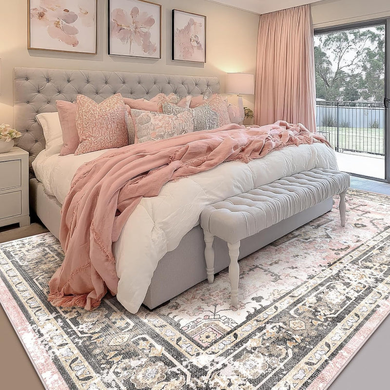 Vintage Large Nonslip Washable Rug Living Room