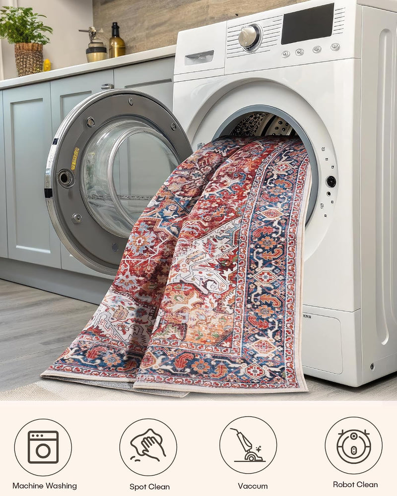 Vintage Large Nonslip Washable Rug Living Room