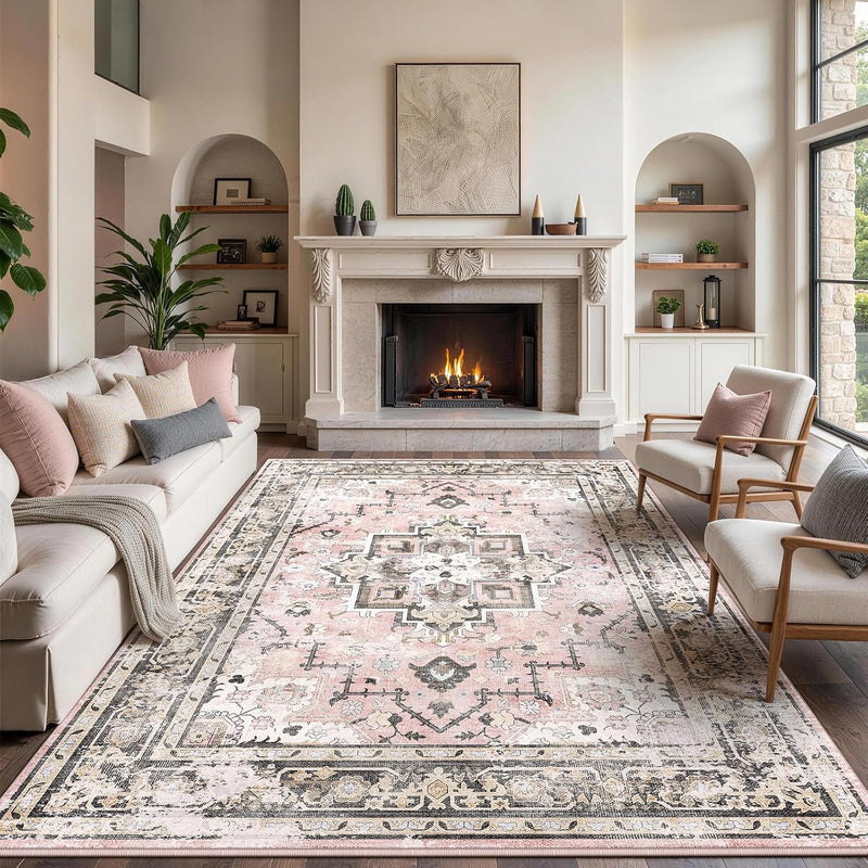 Vintage Large Nonslip Washable Rug Living Room