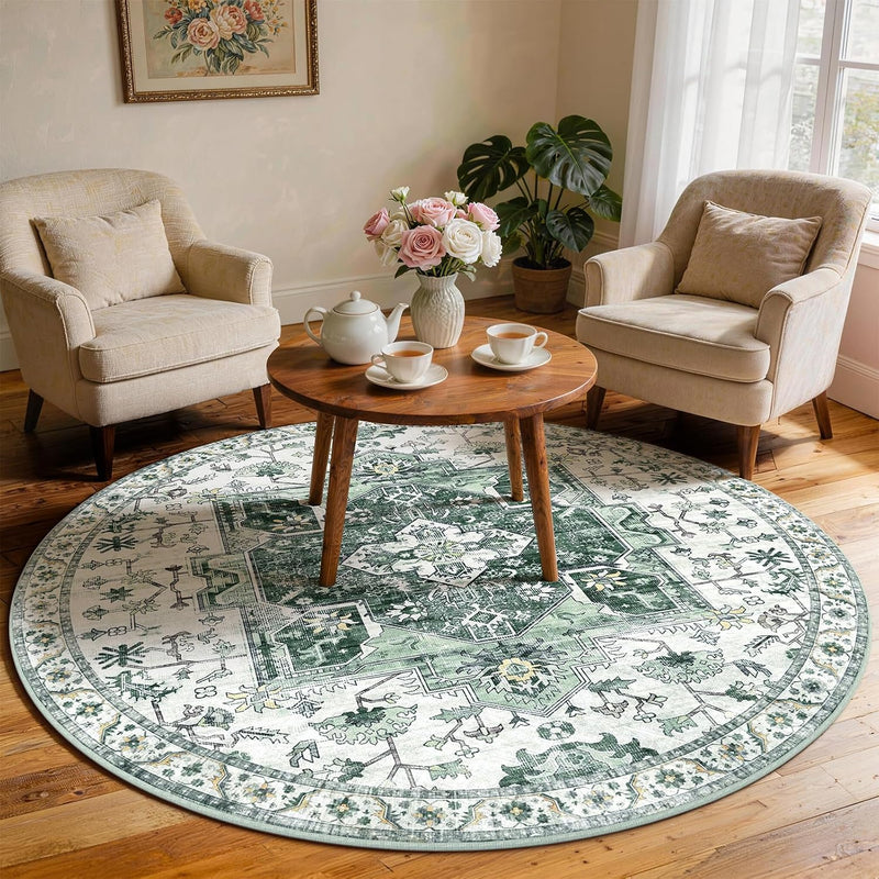 Vintage Large Nonslip Washable Rug Living Room