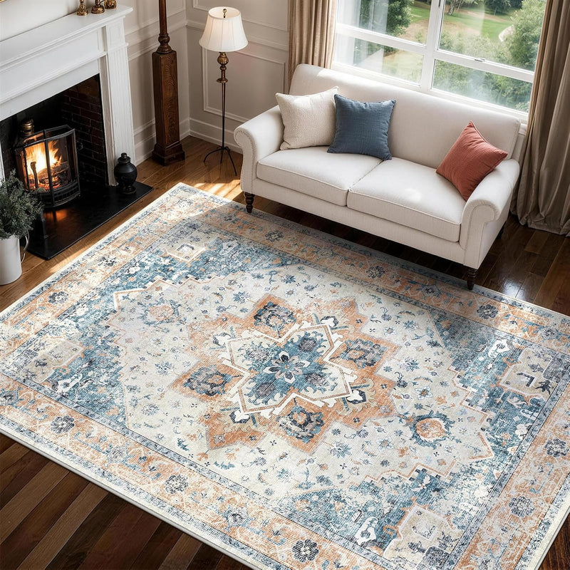 Vintage Large Nonslip Washable Rug Living Room