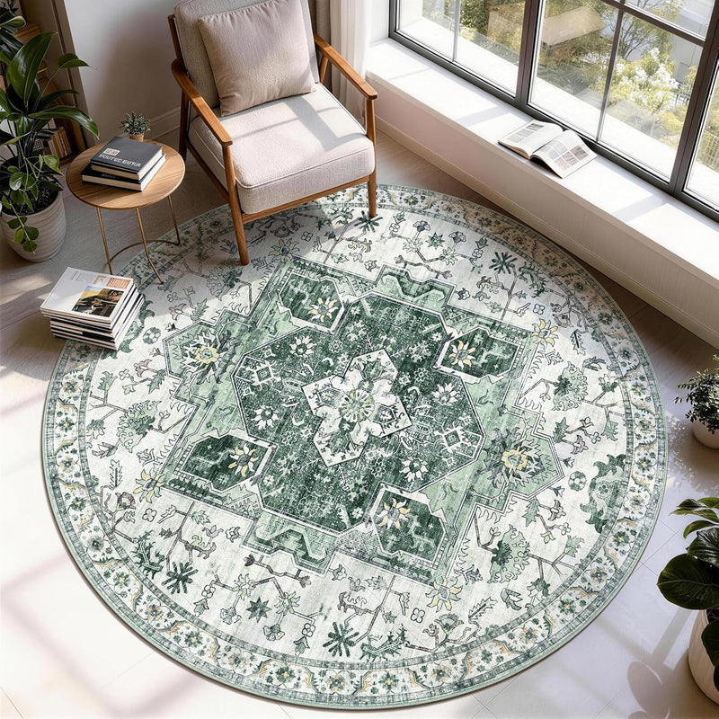 Vintage Large Nonslip Washable Rug Living Room