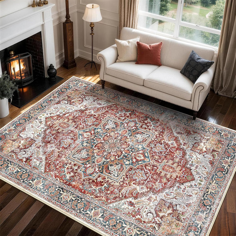 Vintage Large Nonslip Washable Rug Living Room