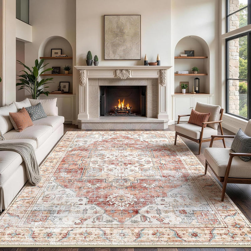 Vintage Large Nonslip Washable Rug Living Room